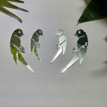 Set of 4 Left & Right Parrot Silver Acrylic Mirror