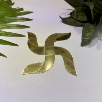 Fancy Golden Swastik Acrylic Mirror