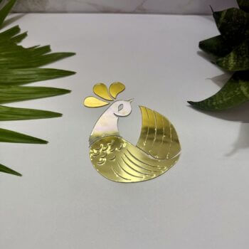 Fancy Golden Bird Acrylic Mirror