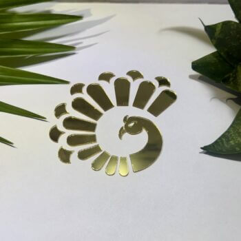 Fancy Golden Curve Peacock Acrylic Mirror