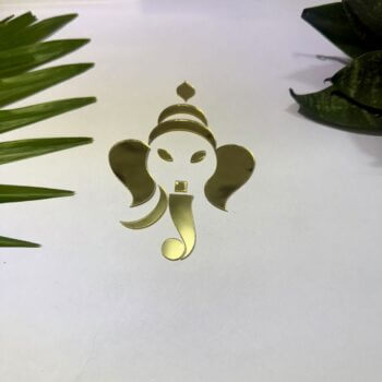 Fancy Golden Ganpati Acrylic Mirror