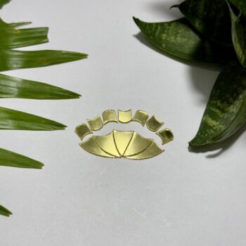 Fancy Golden Lotus Leaf Acrylic Mirror