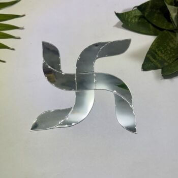 Fancy Silver Swastik Acrylic Mirror