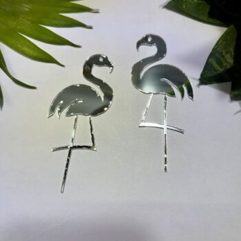 Fancy Silver Flamingo Acrylic Mirror