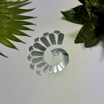 Fancy Silver Curve Peacock Acrylic Mirror