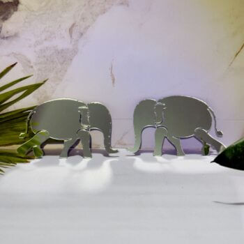 Fancy Silver Elephant Pair Acrylic Mirror