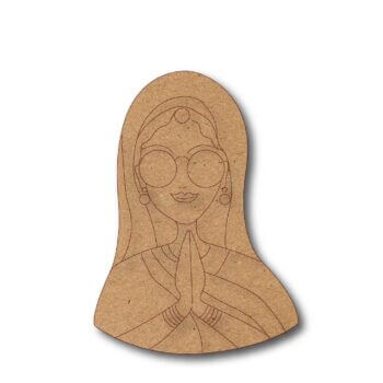 Modern Indian Woman Namaste Cutout