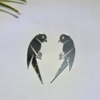 Left & Right Parrot Silver Acrylic Mirror