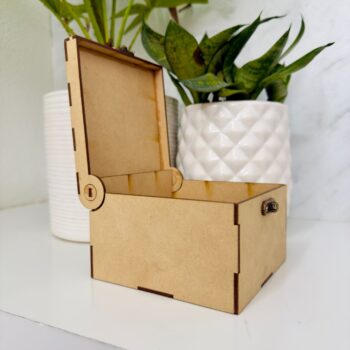 MDF Box With Latch Square 4 X 4 X 3.5Inch and without Hinges