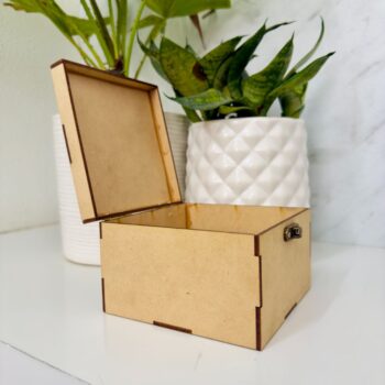 MDF Box With Latch Square 4 X 4 X 3.5Inch