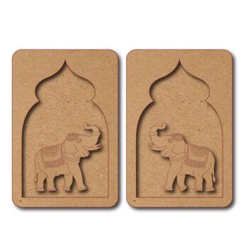 Twin Elephant Pair MDF Jharokha